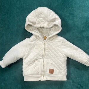 Cozy White Quilted Kids Hoodie